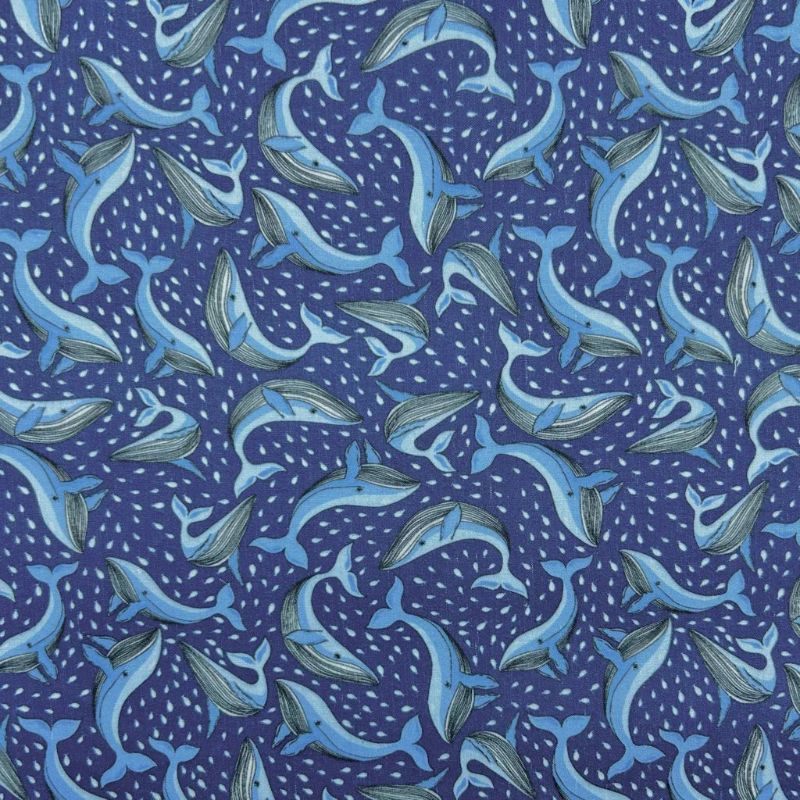 Dancing Whales Polycotton Fabric