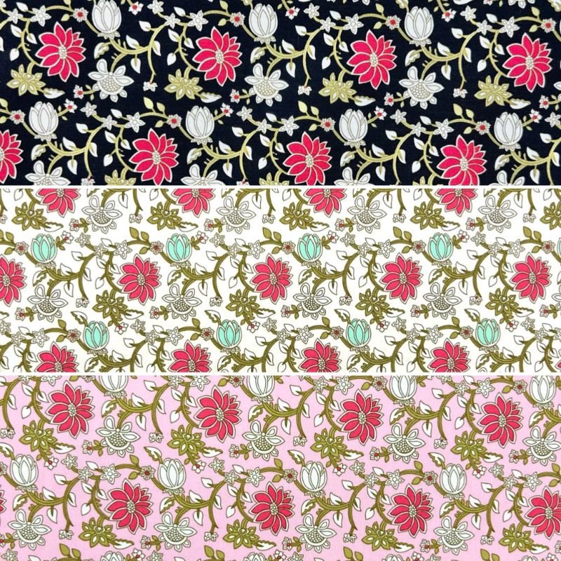 Decorative Floral Rose & Hubble Cotton Poplin Fabric