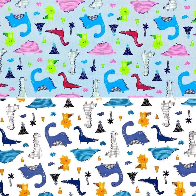 Dino Land Rose & Hubble Cotton Poplin Fabric