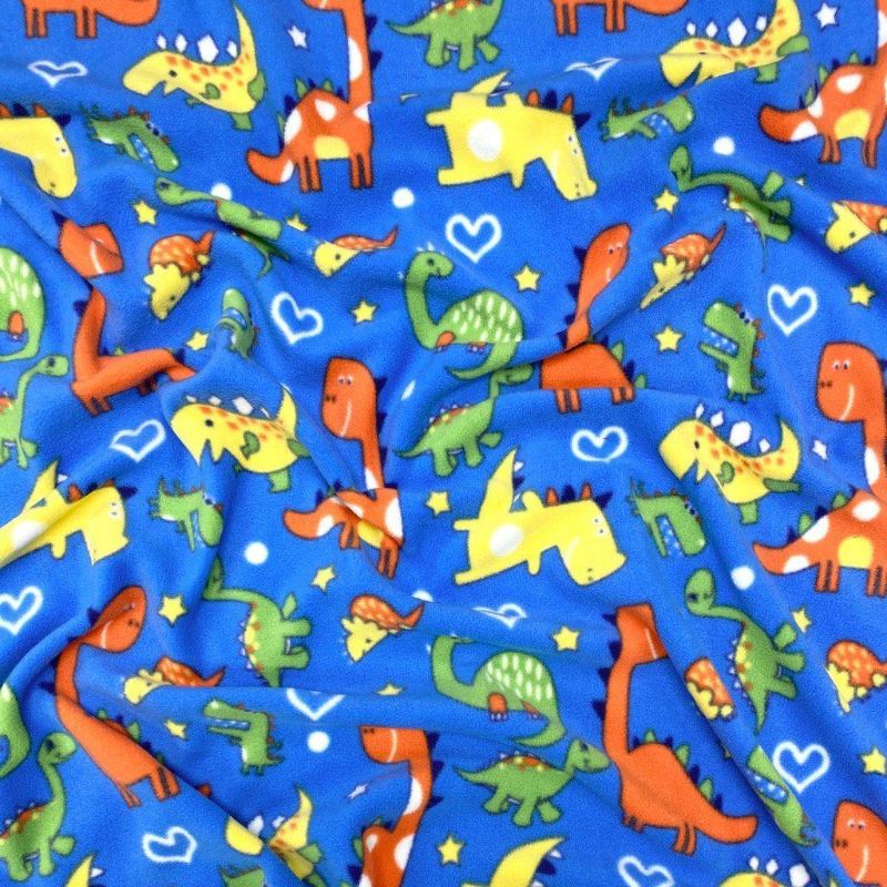 Dinosaurs and Hearts Anti Pill Polar Fleece Fabric
