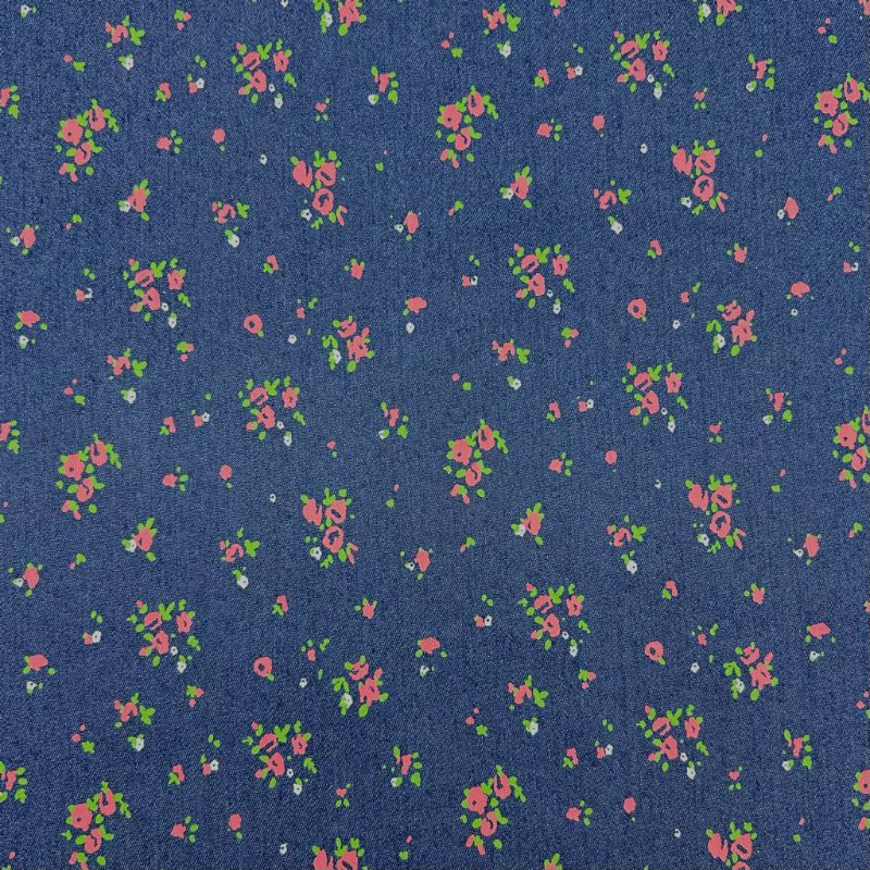 Ditsy Posies Stretch Denim Fabric