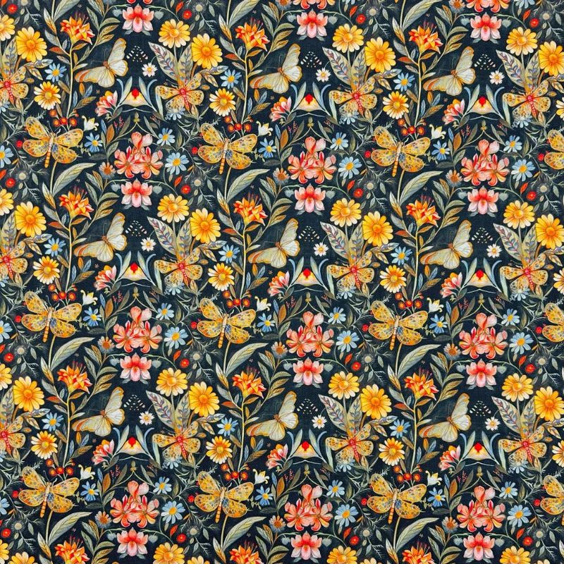 Dragonfly Bloom Rose & Hubble Cotton Poplin Fabric