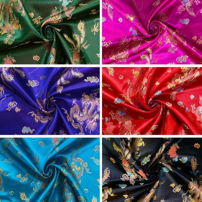 Dragons and Roosters Brocade Fabric