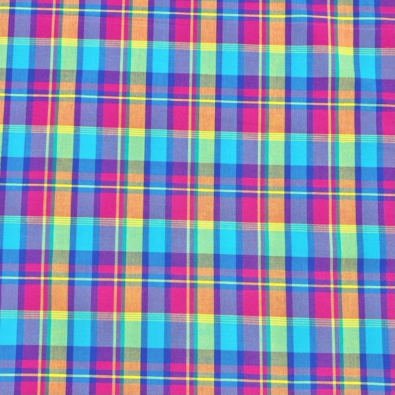 Electric Tones Madras Check Cotton Fabric