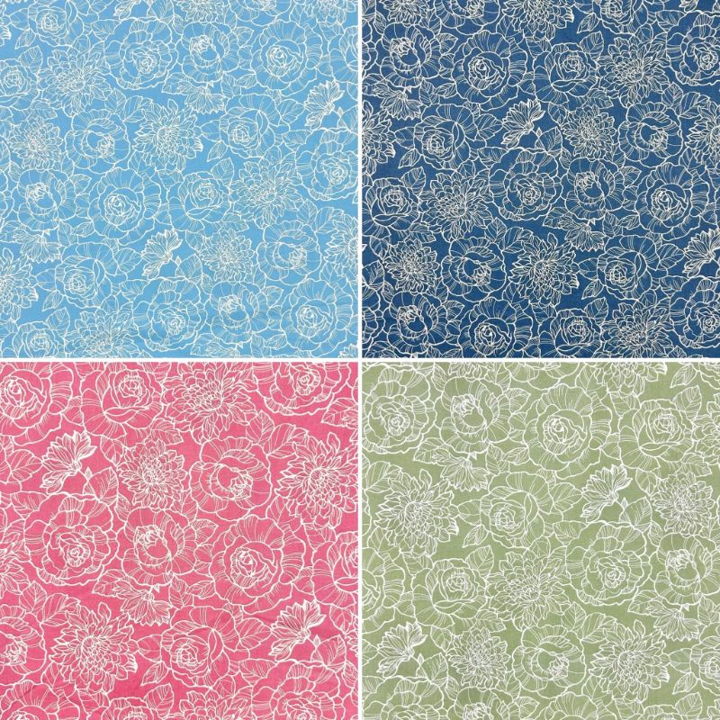 Elegant Blooms Rose & Hubble Cotton Poplin Fabric