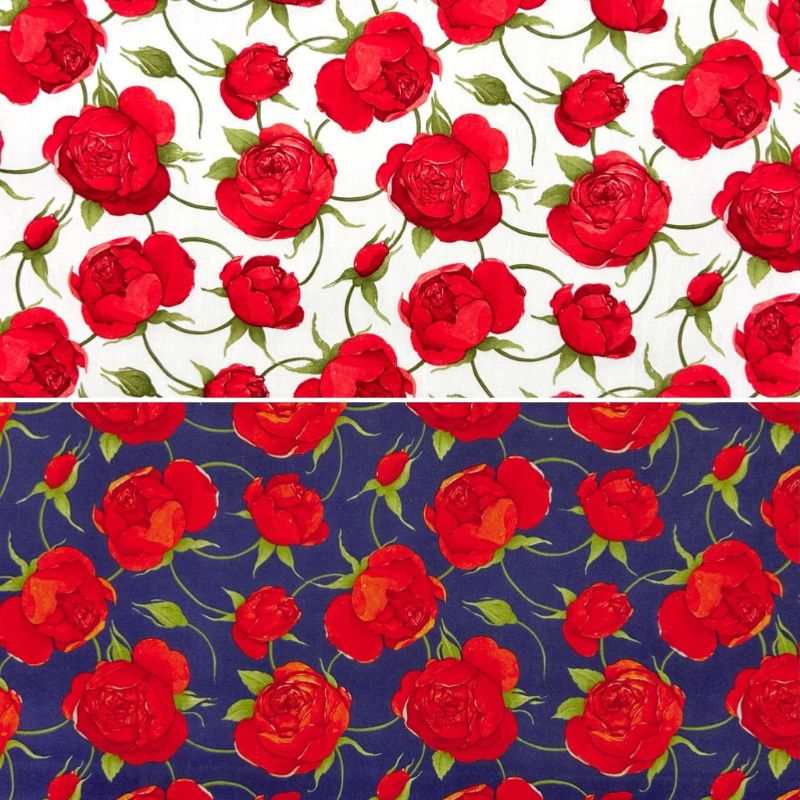 Evening Roses Rose & Hubble Cotton Poplin Fabric