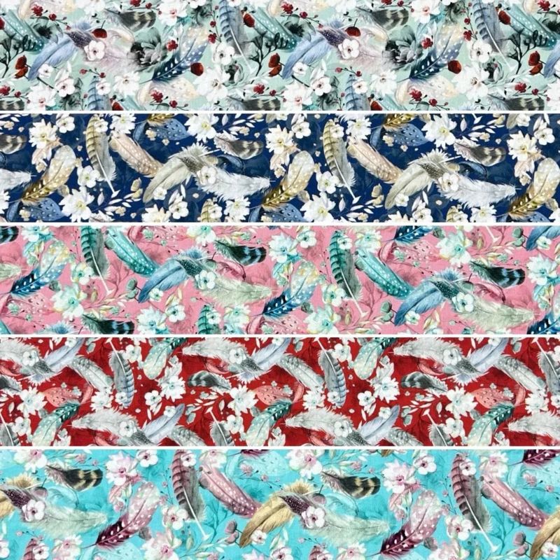 Feathers and Flowers Rose & Hubble Cotton Poplin Fabric
