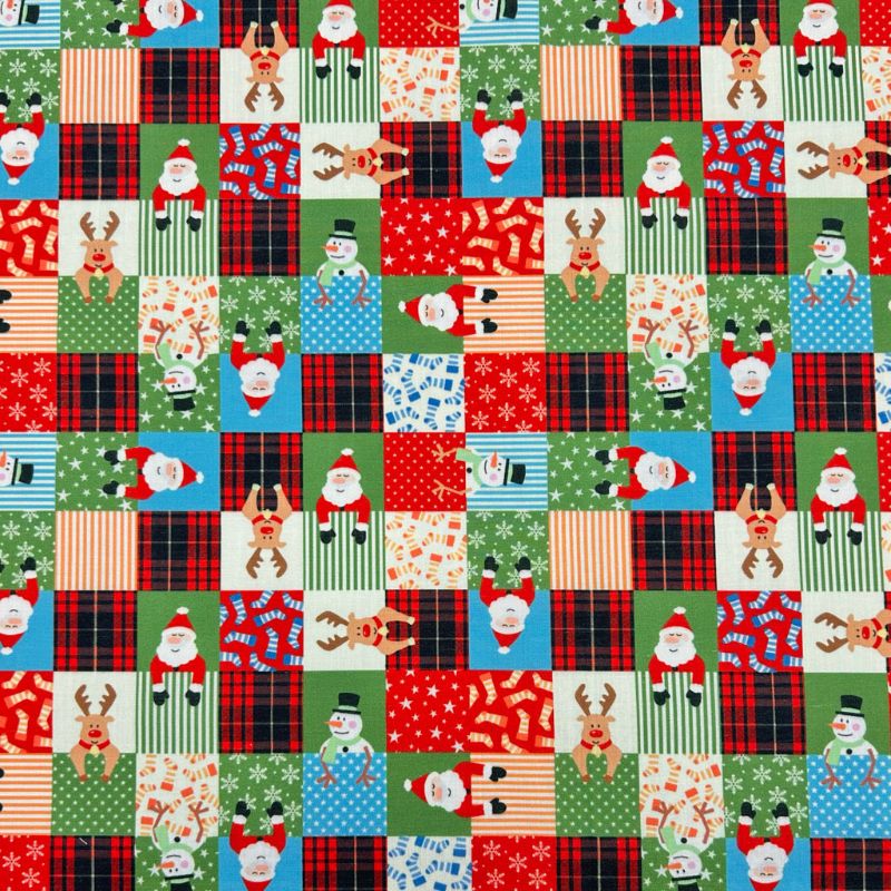 Festive Blocks Polycotton Fabric