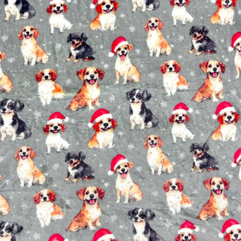 Festive Puppies Cuddle Fleece Fabric