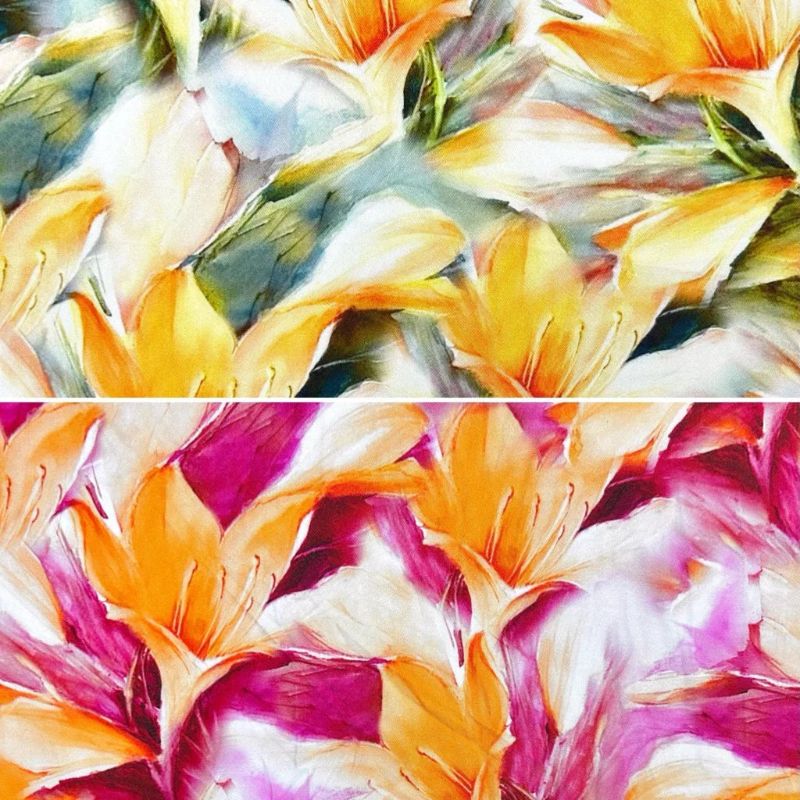 Flame Lily Viscose Twill Fabric