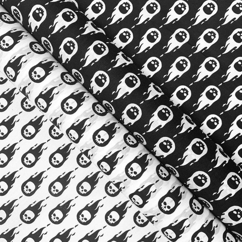 Flaming Skulls Polycotton Fabric