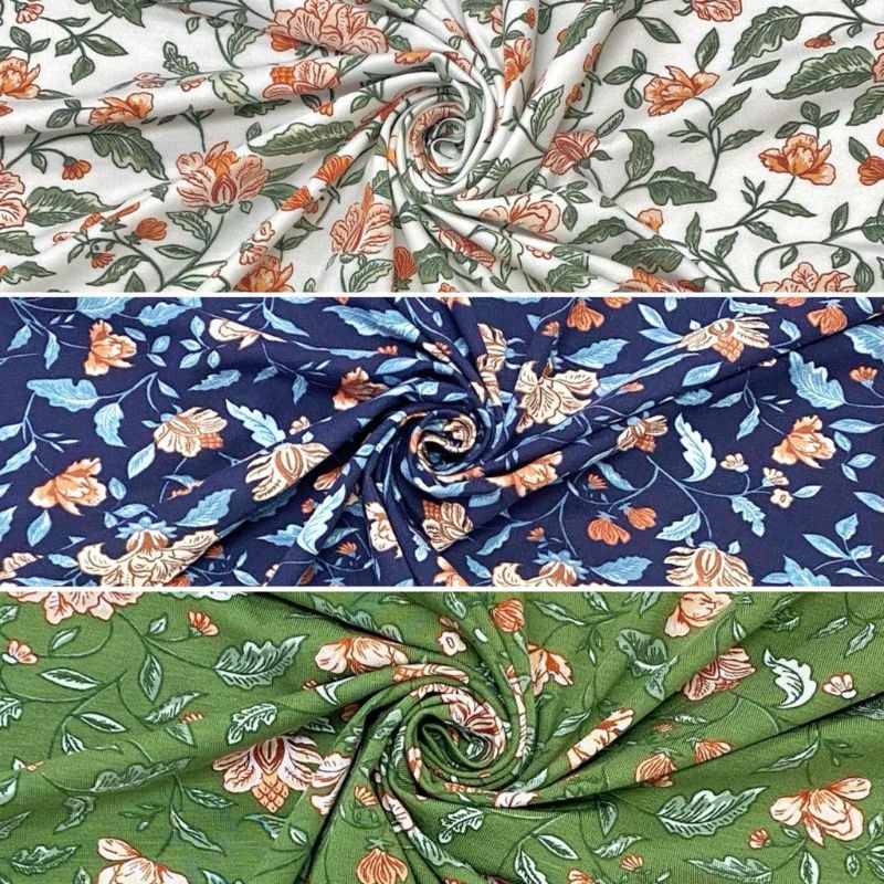 Floral Bamboo Cotton Jersey Fabric