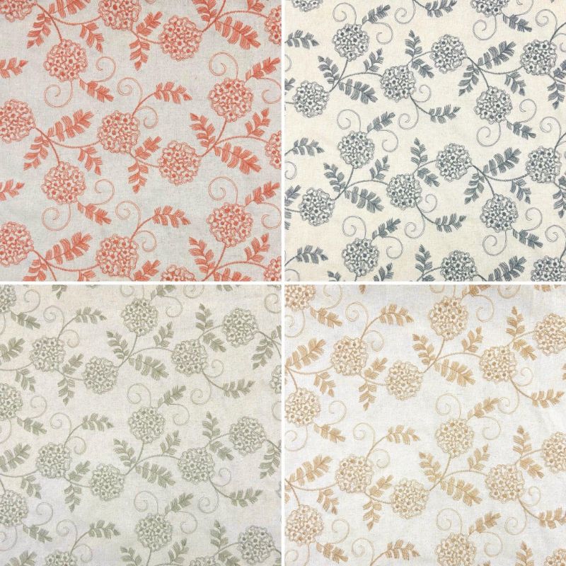 Floral Bliss Embroidered Linen Viscose Fabric