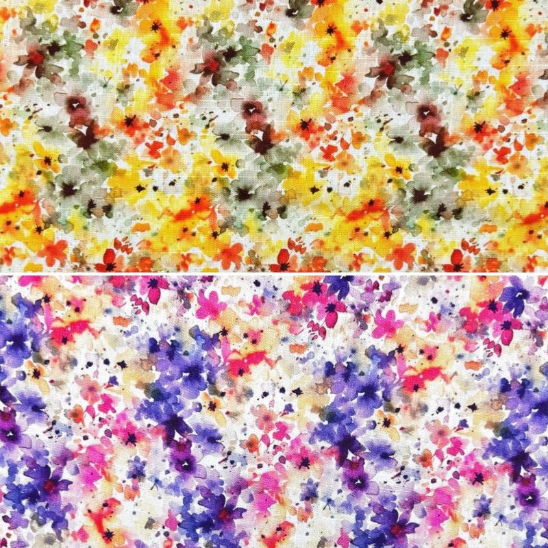Floral Brushstrokes Linen Viscose Fabric