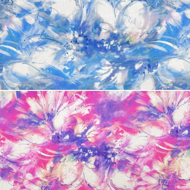 Floral Cascade Linen Look Viscose Fabric
