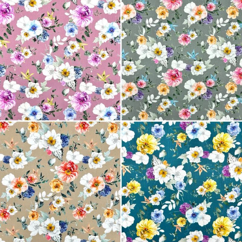 Floral Crush Rose & Hubble Cotton Poplin Fabric