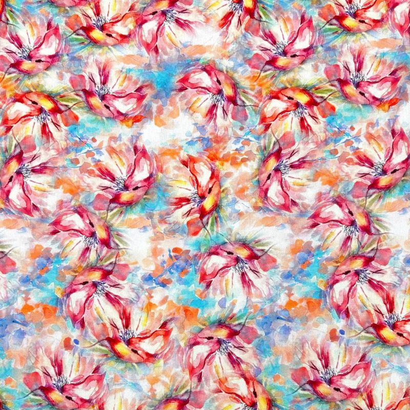 Floral Motion Linen Viscose Fabric