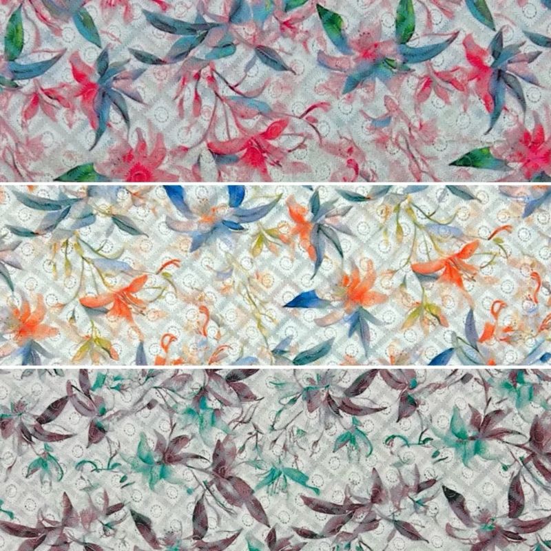 Floral Whisper Digital Embroidered Polycotton Fabric