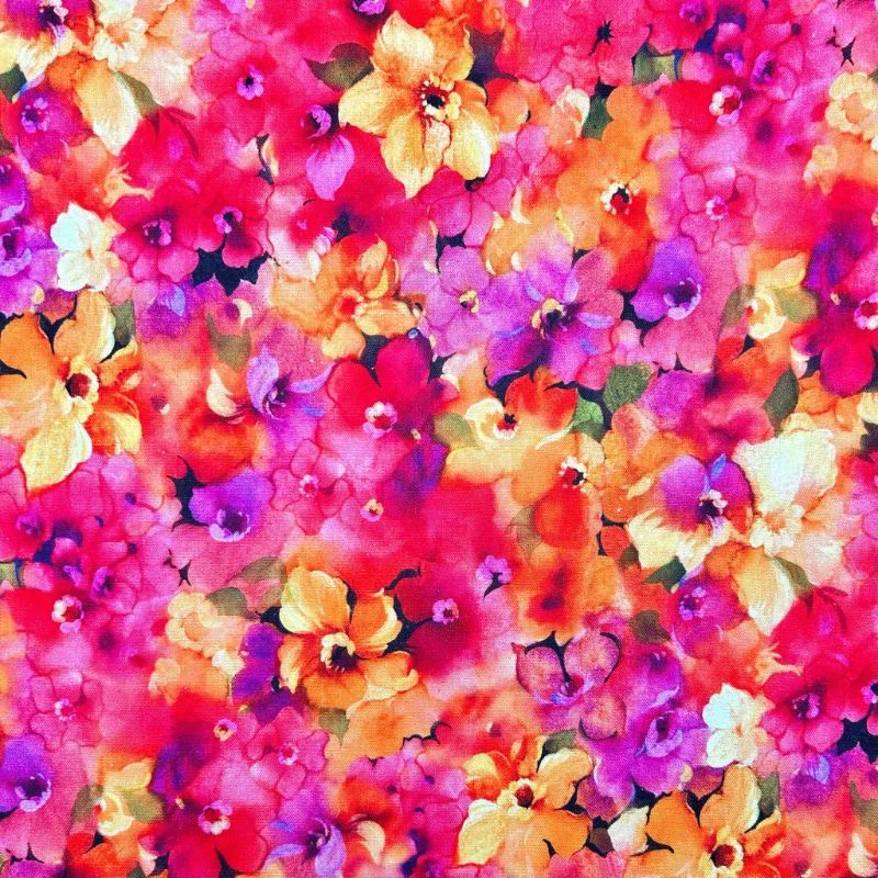Flower Fusion Linen Viscose Fabric