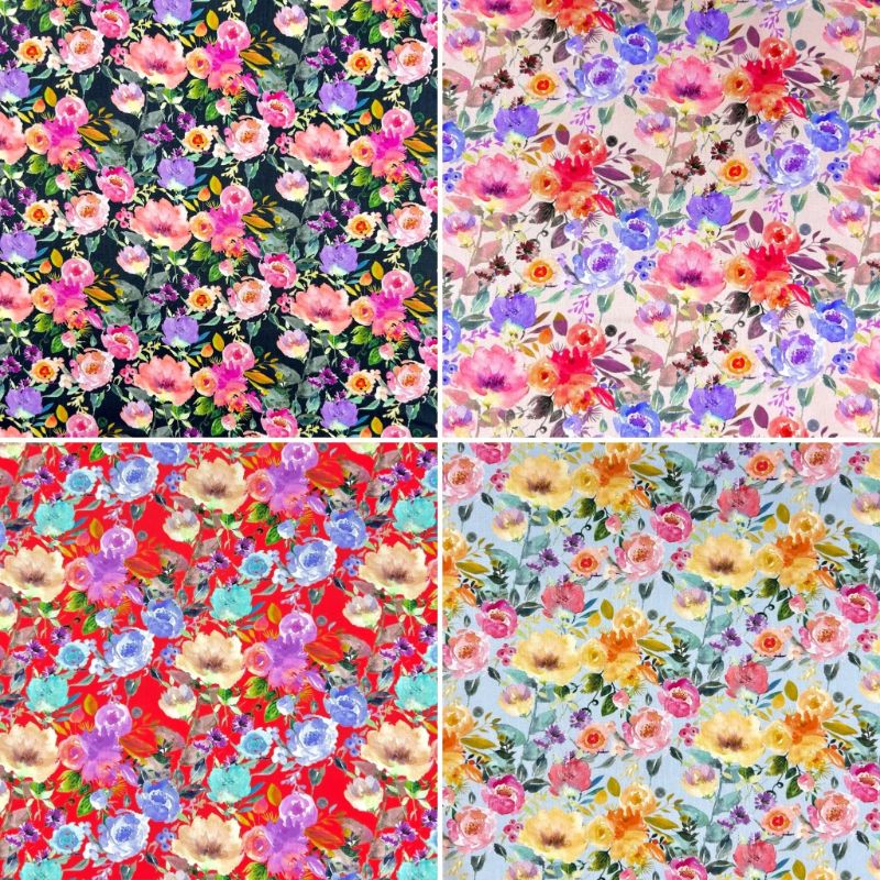 Flower Impression Rose & Hubble Cotton Poplin Fabric
