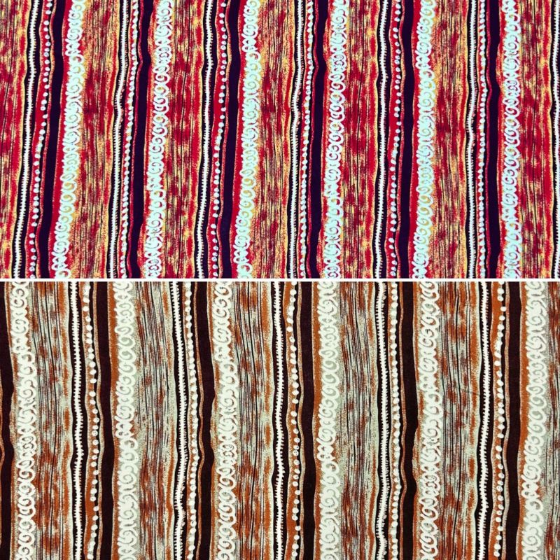 Folk Stripe Viscose Challis Fabric
