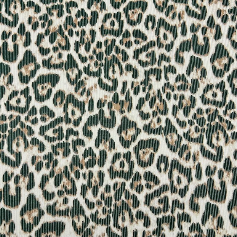 Forest Leopard Ribbed Jersey Fabric