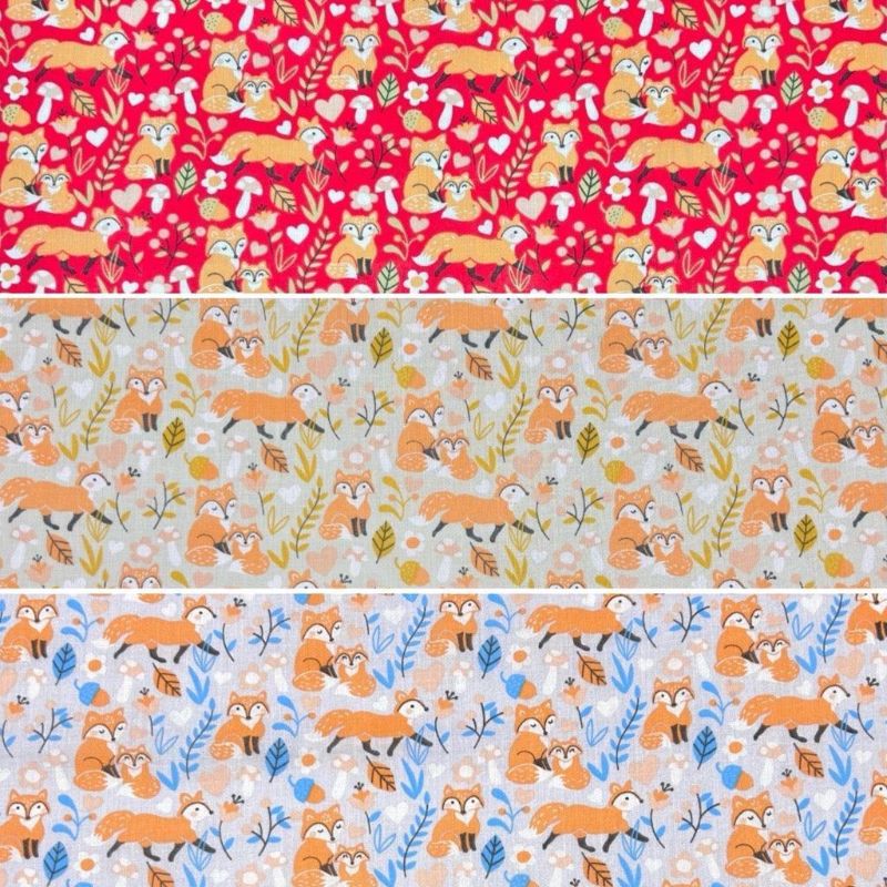 Fox Family Polycotton Fabric