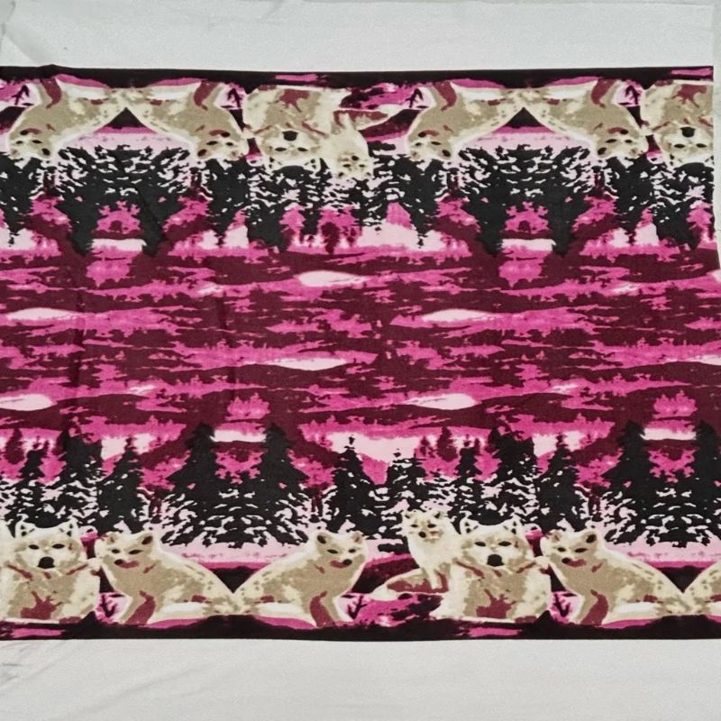 Foxes on Pink Anti Pill Polar Fleece Fabric