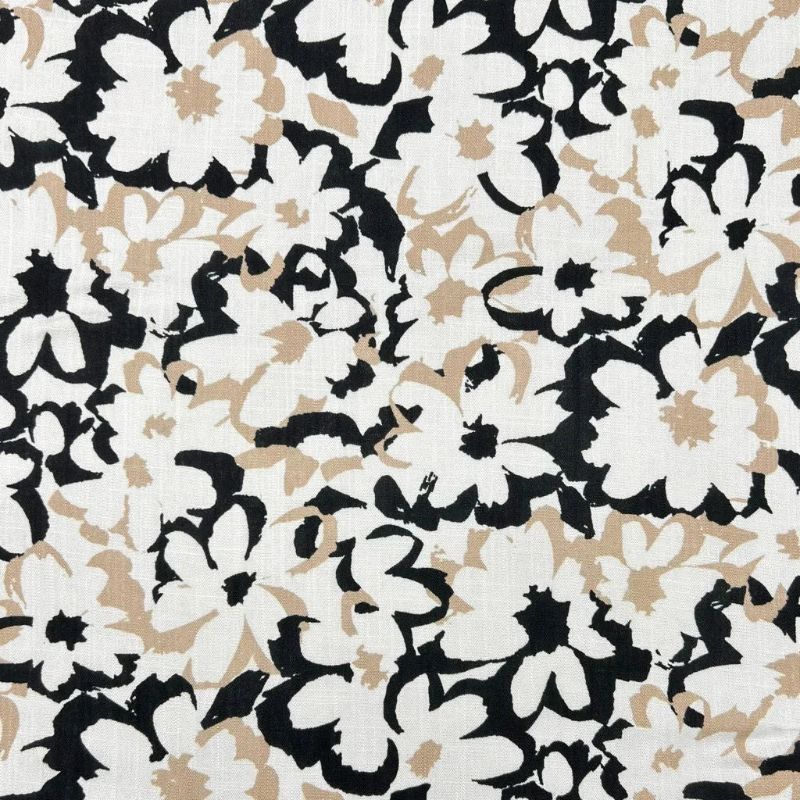 Garden Blossom Stretch Linen Mix Fabric