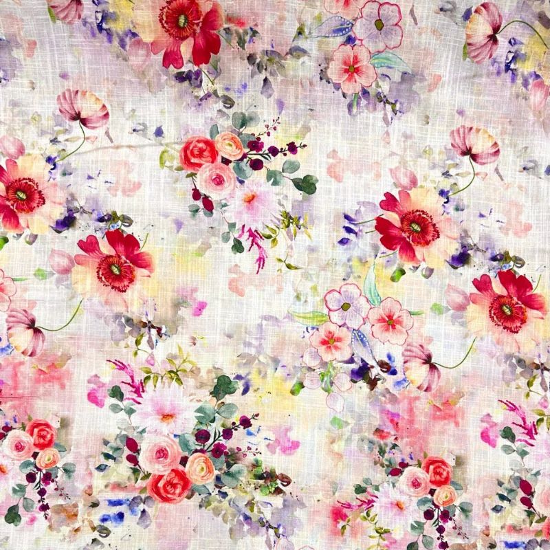 Garden Burst Linen Viscose Fabric