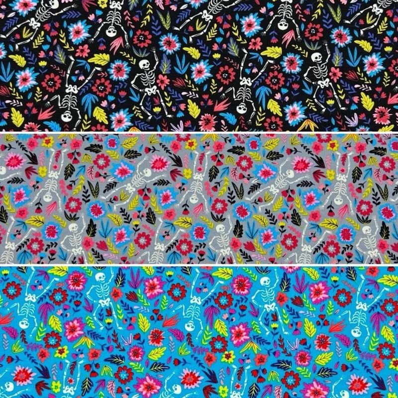 Garden Skeletons Rose & Hubble Cotton Poplin Fabric