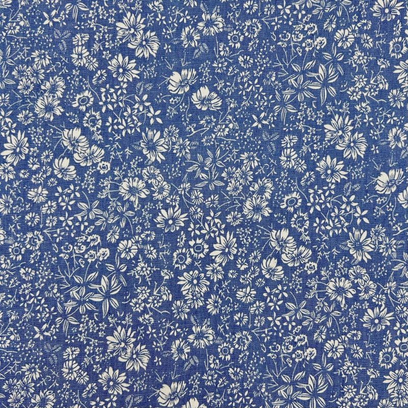 Garden Sketch Chambray Denim Fabric