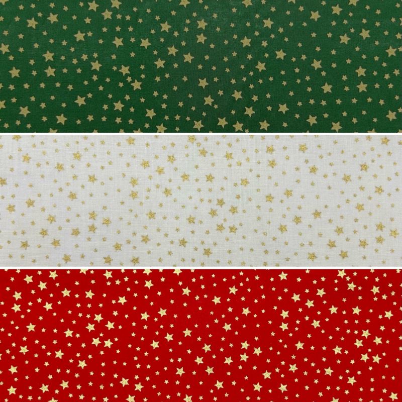 Golden Stars Christmas Cotton Fabric