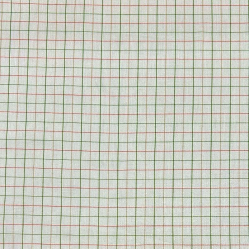 Green and Red Checkered Cotton Shirting Fabric