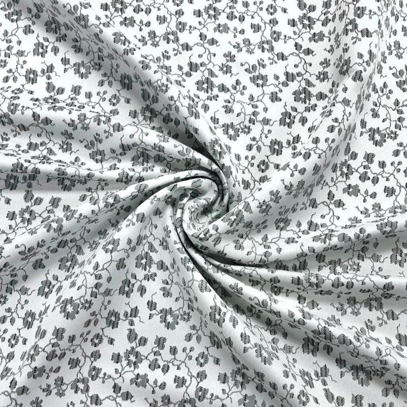 Grey Flower Vines Upholstery Fabric