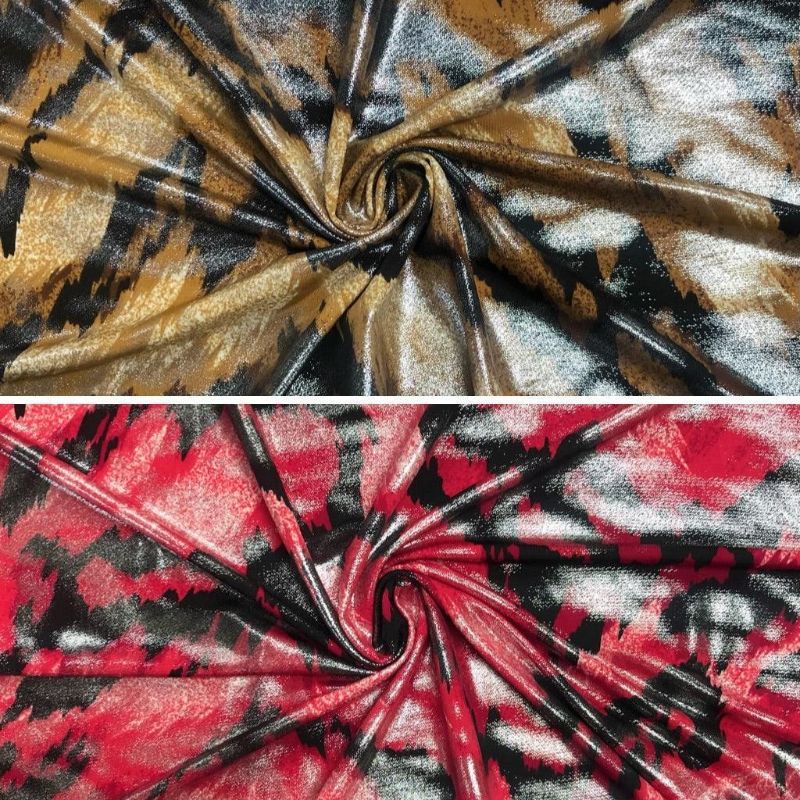 Grey Foil Tiger Skin Elastane Fabric