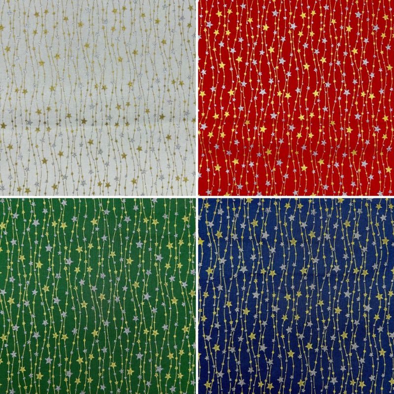 Hanging Stars Christmas Cotton Fabric