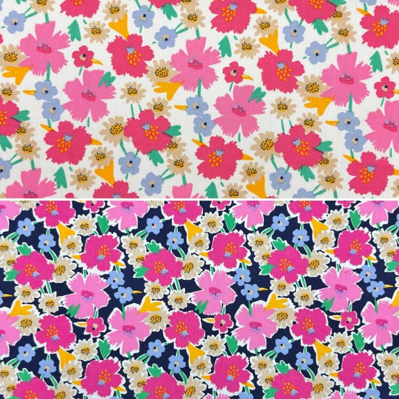 Happy Florals Rose & Hubble Cotton Poplin Fabric