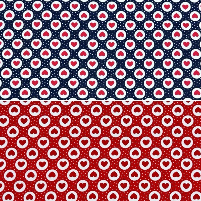 Hearts and Dots Rose & Hubble Cotton Poplin Fabric