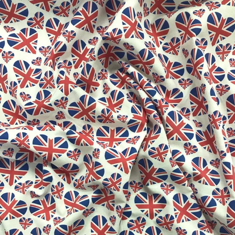 Hearts Union Jack Cotton Fabric