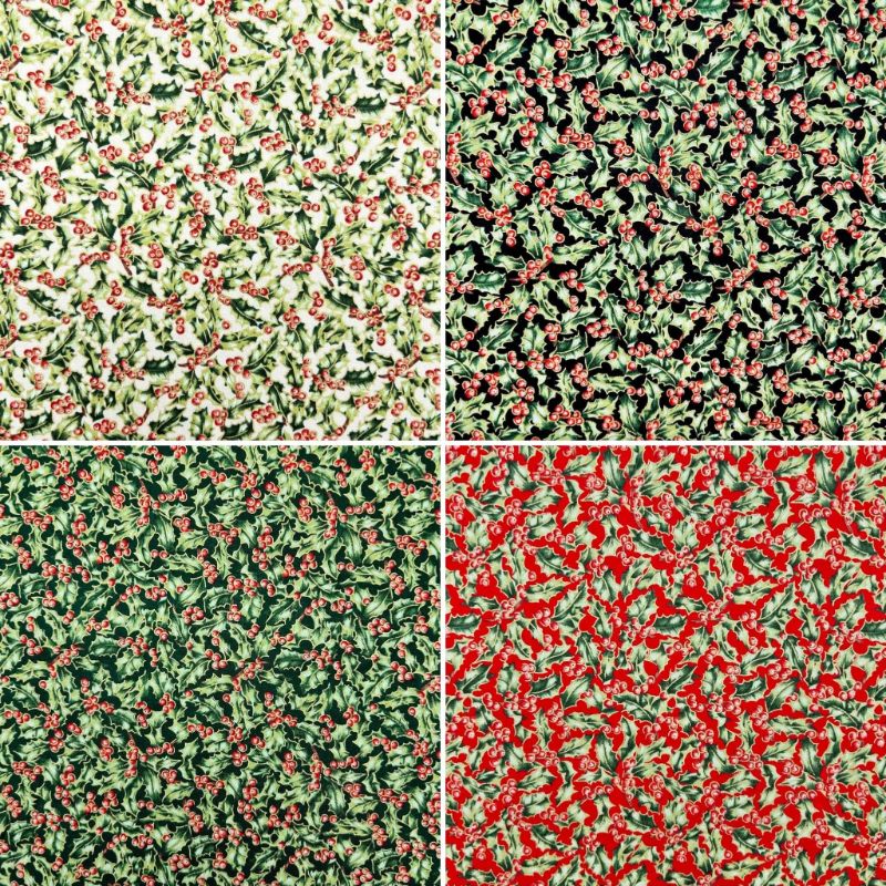 Holly Berry Christmas Cotton Fabric