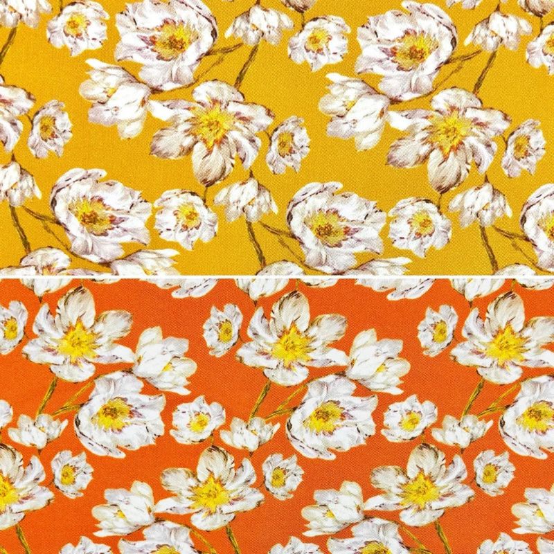 Honey Bloom Viscose Twill Fabric