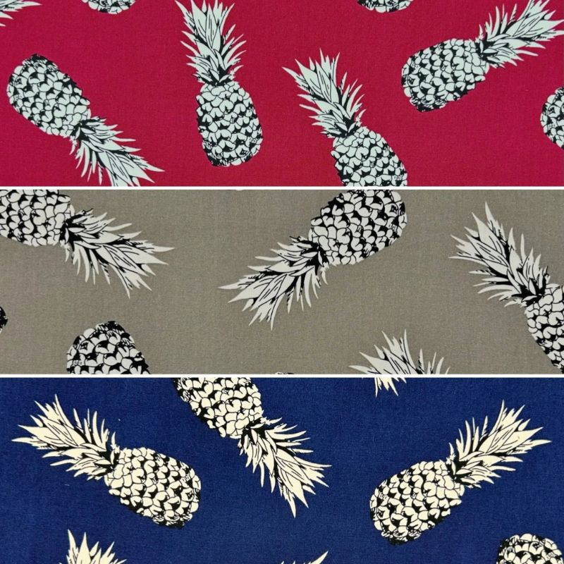 Island Pineapple Rose & Hubble Cotton Poplin Fabric
