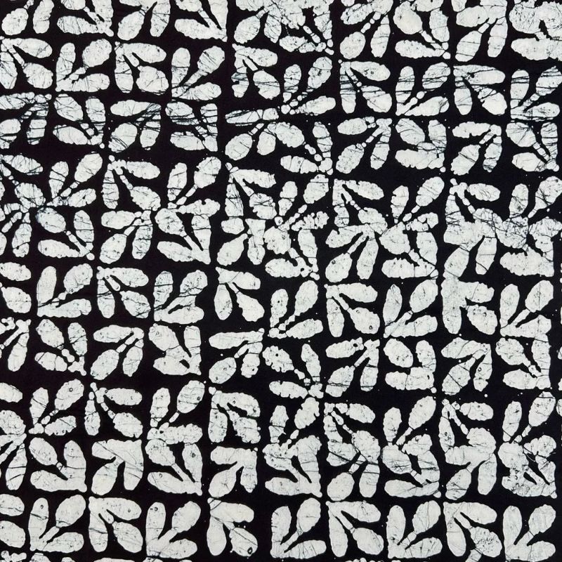 Leaf Grid Cotton Batik Fabric