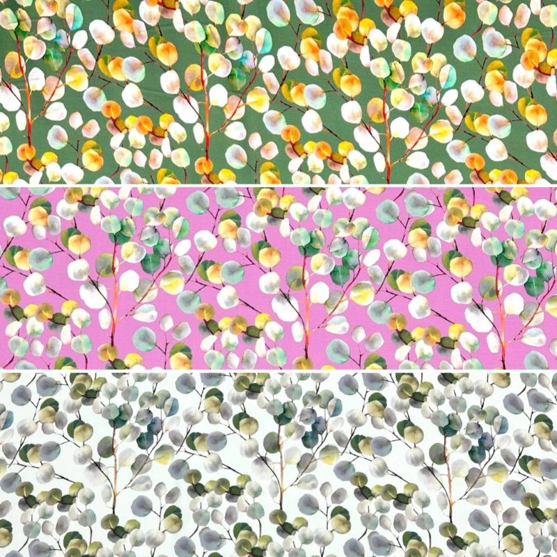 Leafy Dreamscape Viscose Satin Fabric