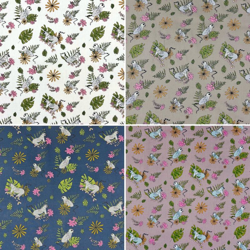 Lemur Blossom Cotton Poplin Fabric