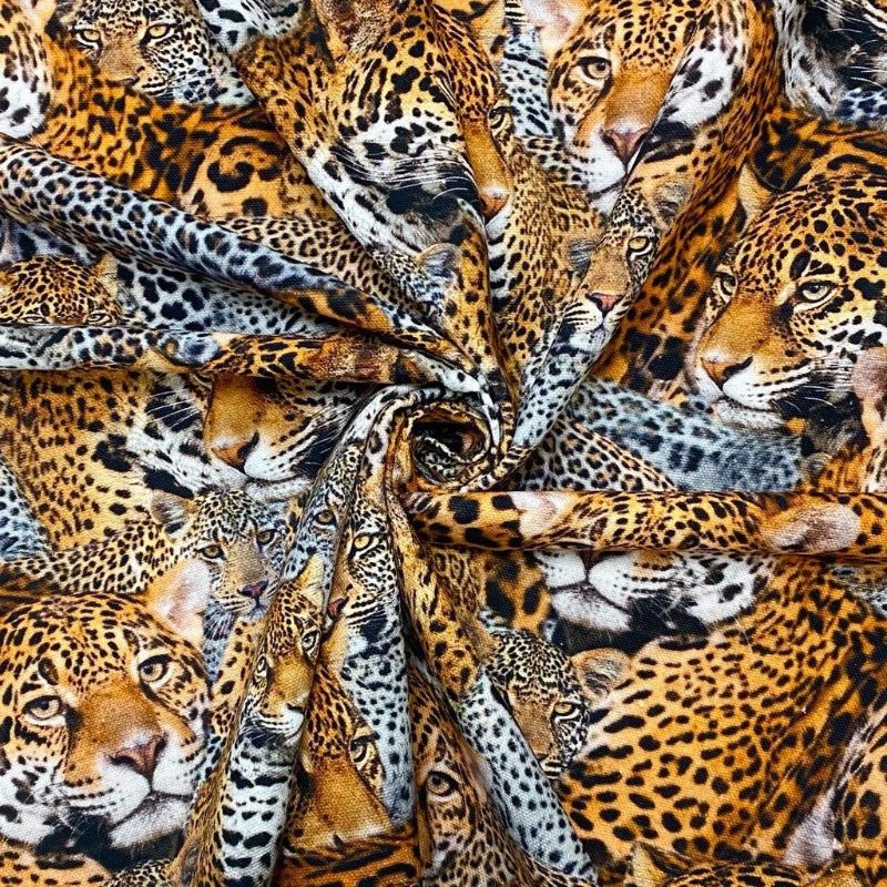 Leopards Digital Print Cotton Canvas Fabric