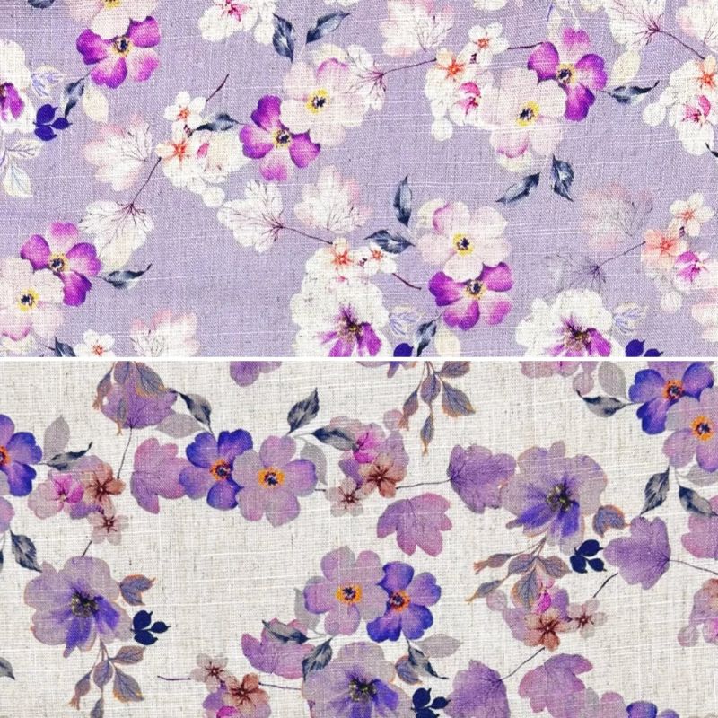 Lilac Blossom Linen Viscose Fabric