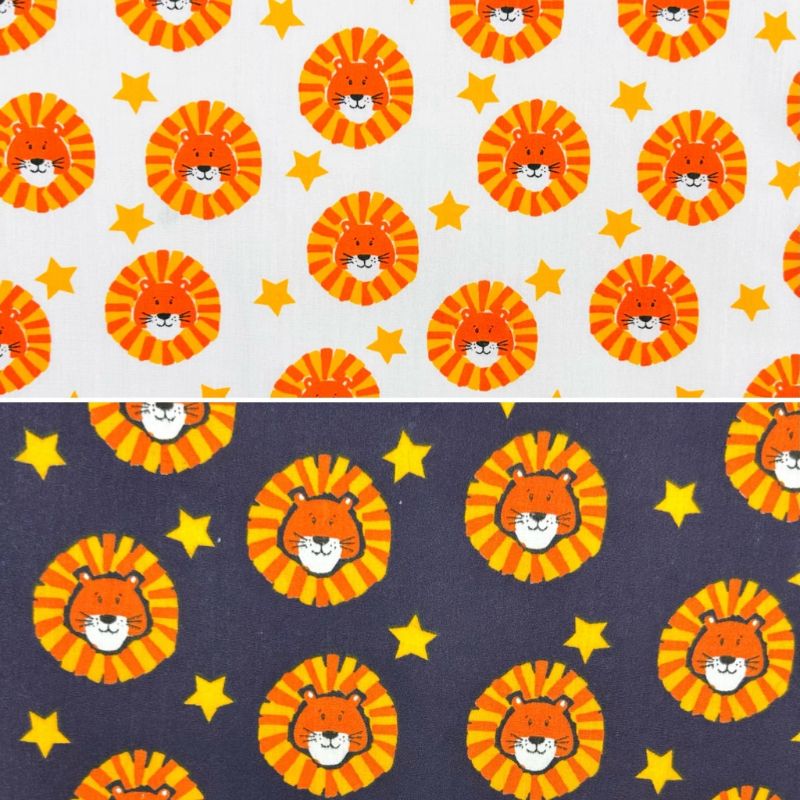 Lions and Stars Polycotton Fabric