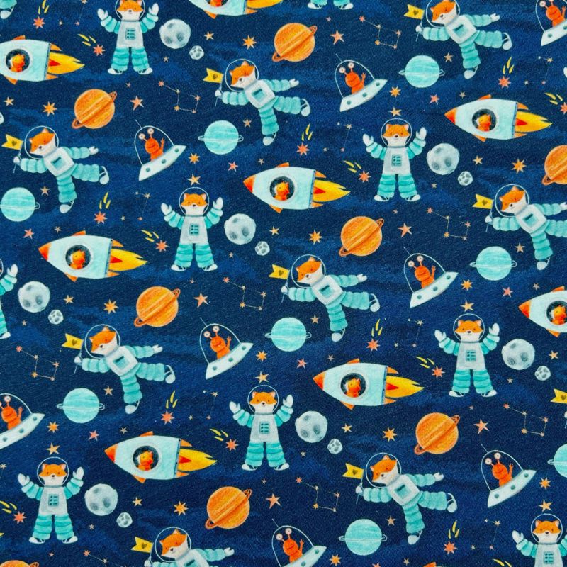 Little Astronauts Organic Cotton Jersey Fabric - Little Johnny